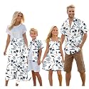 Cromoncent Matching Hawaiian Outfits for Family, Dad and Son Matching Luau Beach Tropical Shirts Mommy Daughter Tropical Sets