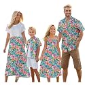 Cromoncent Matching Hawaiian Outfits for Family, Dad and Son Matching Luau Beach Tropical Shirts Mommy Daughter Tropical Sets