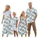 Cromoncent Matching Hawaiian Outfits for Family, Dad and Son Matching Luau Beach Tropical Shirts Mommy Daughter Tropical Sets