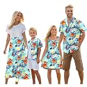 Cromoncent Matching Hawaiian Outfits for Family, Dad and Son Matching Luau Beach Tropical Shirts Mommy Daughter Tropical Sets
