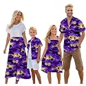 Cromoncent Matching Hawaiian Outfits for Family, Dad and Son Matching Luau Beach Tropical Shirts Mommy Daughter Tropical Sets