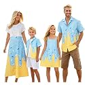 Cromoncent Matching Hawaiian Outfits for Family, Dad and Son Matching Luau Beach Tropical Shirts Mommy Daughter Tropical Sets