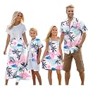 Cromoncent Matching Hawaiian Outfits for Family, Dad and Son Matching Luau Beach Tropical Shirts Mommy Daughter Tropical Sets