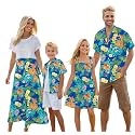 Cromoncent Matching Hawaiian Outfits for Family, Dad and Son Matching Luau Beach Tropical Shirts Mommy Daughter Tropical Sets