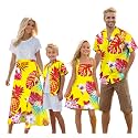 Cromoncent Matching Hawaiian Outfits for Family, Dad and Son Matching Luau Beach Tropical Shirts Mommy Daughter Tropical Sets
