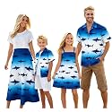 Cromoncent Matching Hawaiian Outfits for Family, Dad and Son Matching Luau Beach Tropical Shirts Mommy Daughter Tropical Sets
