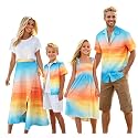 Cromoncent Matching Hawaiian Outfits for Family, Dad and Son Matching Luau Beach Tropical Shirts Mommy Daughter Tropical Sets