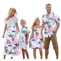 Cromoncent Matching Hawaiian Outfits for Family, Dad and Son Matching Luau Beach Tropical Shirts Mommy Daughter Tropical Sets