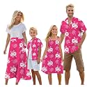 Cromoncent Matching Hawaiian Outfits for Family, Dad and Son Matching Luau Beach Tropical Shirts Mommy Daughter Tropical Sets