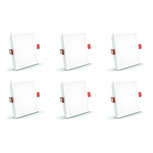 crompton star lord 3in1 led recessed ceiling panel light 10w square multi-colour  pack of 6  false ceiling mounted cutout 434  energy-efficient slim led panel for office home amp commercial use