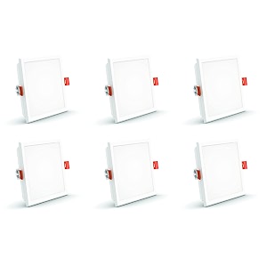crompton star lord 3in1 led recessed ceiling panel light 5w square multi-colour  pack of 6  false ceiling mounted cutout 434  energy-efficient slim led panel for office home amp commercial use