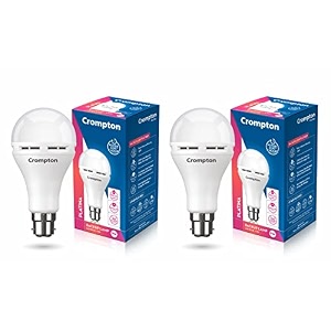 crompton emergency 9 w led bulb base b22 cool day light pack of 2
