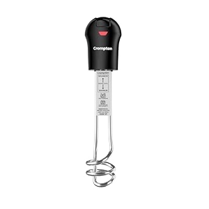 crompton1000w superfast heating immersion rod 100 shock proof ip 68 protection anti-corrosive coating 2 yrs warranty energy saving powerful heating element bucket hook