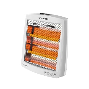 crompton comfy plus 800 watt quartz room heater with 2 heat setting  handle to carry  neon lamp indicator