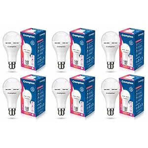 crompton emergency 12w led bulb base b22 cool day light pack of 6