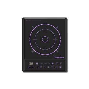crompton instaserve 1900 w induction cooktop with tactile push buttons  8 one touch cook menus  overvoltage shield protection