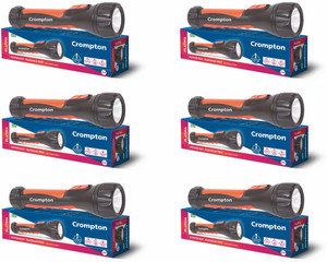 crompton pack of 06 power ray rakshak pro torch black orange 197 cm rechargeable