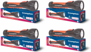 crompton pack of 4 power ray rakshak pro torch black orange 197 cm rechargeable