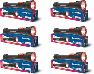 crompton pack of 6 power ray ranger pro torch black orange 22 cm rechargeable