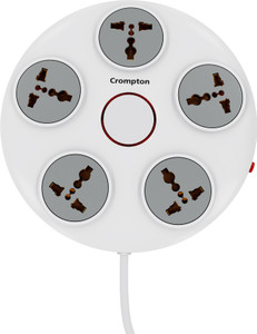 crompton power c 5 socket extension boards white grey 2 m