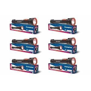 crompton ranger pro rechargeable led torch light with usb type-c charging  dual mode lighting black amp orange pack of 1