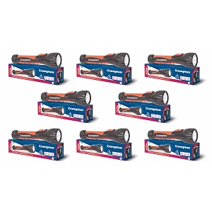 crompton power ray dual pro rechargeable led torch light with emergency light mode and usb-c charging orange pack of 1