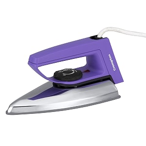 crompton rd plus 1000-watt dry iron with abs body and double layer non-stick coating purple