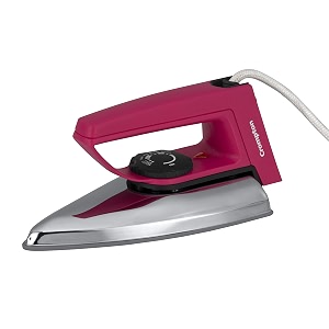 crompton rd plus 1000-watt dry iron with abs body and double layer non-stick coating pink
