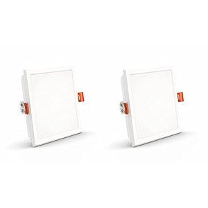 crompton star lord 3in1 led recessed ceiling panel light 10w square multi-colour  pack of 2  false ceiling mounted cutout 434  energy-efficient slim led panel for office home amp commercial use