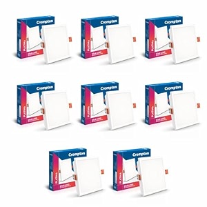 crompton star lord  recessed ceiling lights  12w  square  cool white  for false ceiling installation  cutout 534  for home living room office amp shops  pack of 8