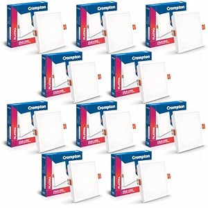 crompton star lord  recessed ceiling lights  10w  square  warm white  for false ceiling installation  cutout 434  for home living room office amp shops  pack of 10