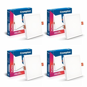 crompton star lord  recessed ceiling lights  10w  square  warm white  for false ceiling installation  cutout 434  for home living room office amp shops  pack of 4