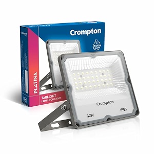 crompton tablight outdoor waterproof led flood light 30w cool day light  pack of 1  ip65 rated wide-beam bis approved  ideal for garage garden parking amp commercial use
