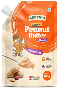 cropino classic peanut butter creamy  made with roasted peanuts  gluten free  high protein  cholesterol free  ready to eat  non gmo 200 g