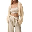 Cropped Cardigan Sweaters for Women Kimonos Boho Lightweight Summer Open Front Knit Cardigan Outerwear