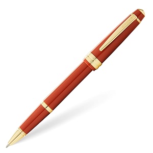 cross bailey light polished amber rollerball pen  refillable medium point black ink presented in everyday gift box