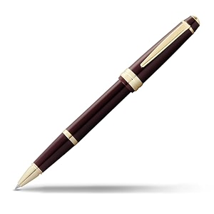 cross bailey light polished burgundy rollerball pen  refillable medium point black ink presented in everyday gift box