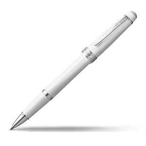 cross bailey light polished white rollerball pen  refillable medium point black ink presented in everyday gift box