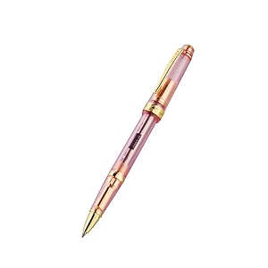 cross bailey light translucent pink sapphire resin rollerball pen  bright chrome internal mechanism with gold-plated accents refillable