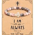 Cross Bracelet for Women Christian Gifts for Daughter Mom Grandma Niece Godmother Religious Baptism Jewelry Birthday Retirement Gifts Beaded Bracelet