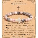 Cross Bracelet for Women Christian Gifts for Daughter Mom Grandma Niece Godmother Religious Baptism Jewelry Birthday Retirement Gifts Beaded Bracelet