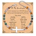 Cross Bracelet for Women Christian Gifts for Daughter Mom Grandma Niece Godmother Religious Baptism Jewelry Birthday Retirement Gifts Beaded Bracelet