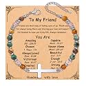 Cross Bracelet for Women Christian Gifts for Daughter Mom Grandma Niece Godmother Religious Baptism Jewelry Birthday Retirement Gifts Beaded Bracelet