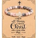 Cross Bracelet for Women Christian Gifts for Daughter Mom Grandma Niece Godmother Religious Baptism Jewelry Birthday Retirement Gifts Beaded Bracelet