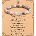 Cross Bracelet for Women Christian Gifts for Daughter Mom Grandma Niece Godmother Religious Baptism Jewelry Birthday Retirement Gifts Beaded Bracelet
