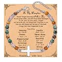 Cross Bracelet for Women Christian Gifts for Daughter Mom Grandma Niece Godmother Religious Baptism Jewelry Birthday Retirement Gifts Beaded Bracelet