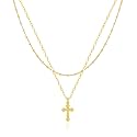 Rotnso Cross Necklace for Women 14K Gold Plated Dainty Small Pendant Choker