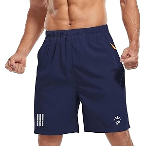 Mens Workout Shorts with Zipper Pockets for