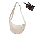 Crossbody Bag Hobo Crescent Bag with Mesh Storage, Women Men Shoulder Purse Dumpling Bag Adjustable Strap