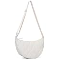 Crossbody Bag Hobo Crescent Bag with Mesh Storage, Women Men Shoulder Purse Dumpling Bag Adjustable Strap (Z-beige)